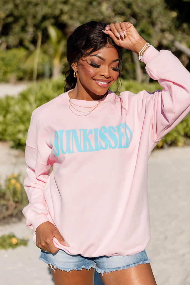 Sunkissed Light Pink Oversized Graphic Sweatshirt