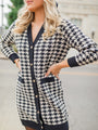 Where You Belong Houndstooth Button Front Cardigan Dress