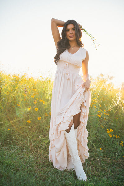 Air of romance taupe maxi dress sale