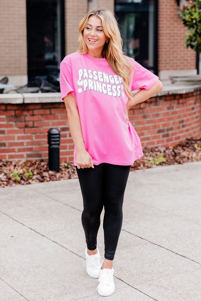 Let's Go Girls Hot Pink Oversized Graphic Tee, M - Women's - Pink Lily Boutique