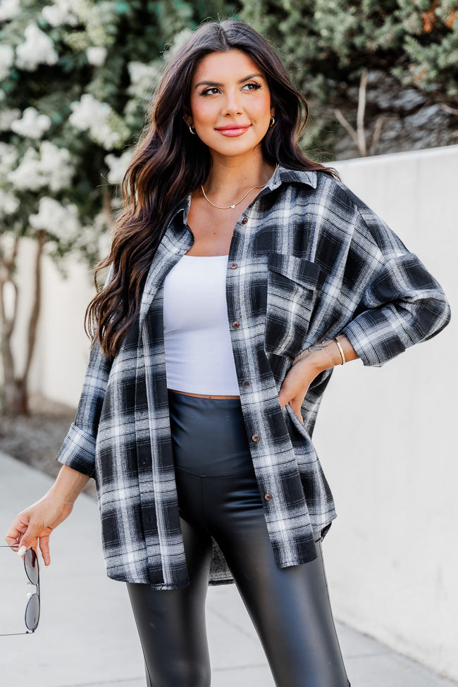 Refreshing Beauty Plaid Black/White Button Front Shirt