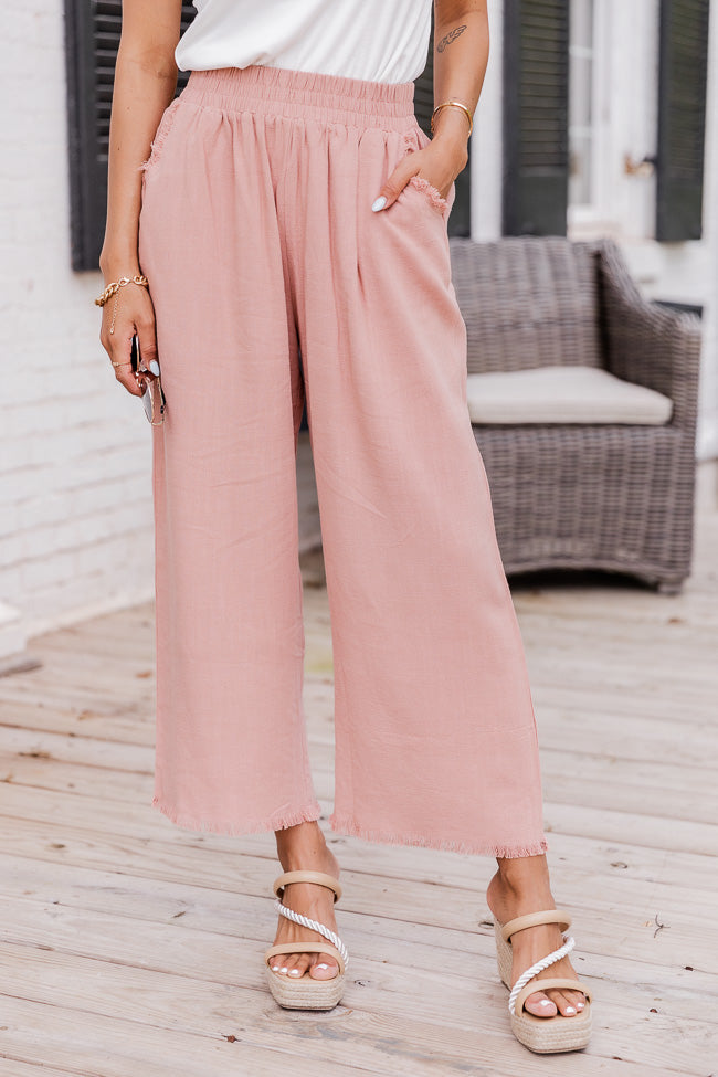 Look Your Best Terracotta Frayed Detail Ankle Length Pants