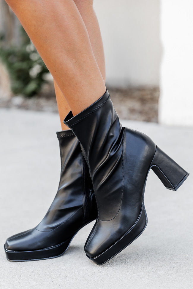 Candace Black Square Toe Bootie