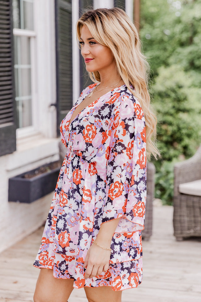 See You Soon Navy Floral Printed Mini Dress