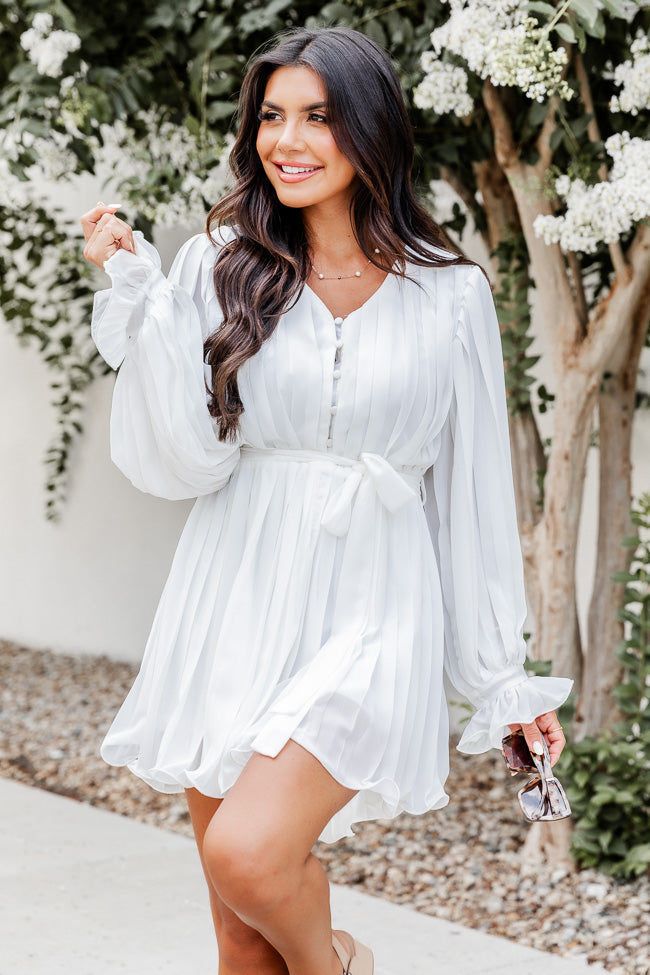 Pretty On Point White Pleated Romper FINAL SALE