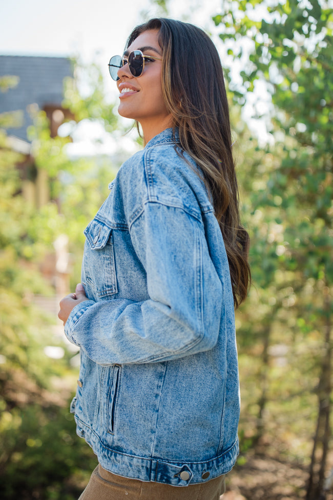 Let's Hear It Medium Wash Boyfriend Denim Jacket