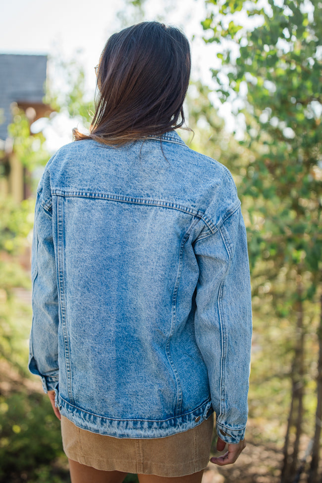 Let's Hear It Medium Wash Boyfriend Denim Jacket