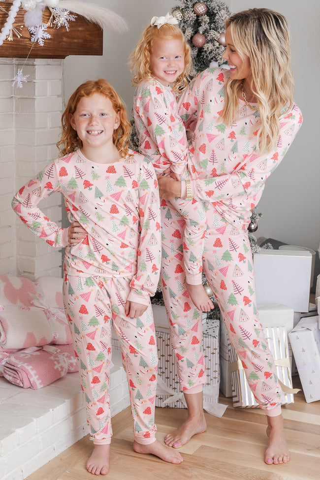 Merry All The Way Kids Pink Tree Christmas Tree Pajama Set FINAL SALE –  Pink Lily