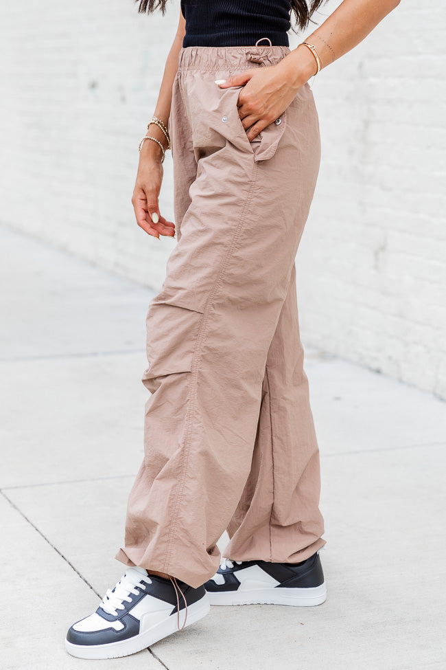 Can't Help Myself Taupe Nylon Parachute Pants