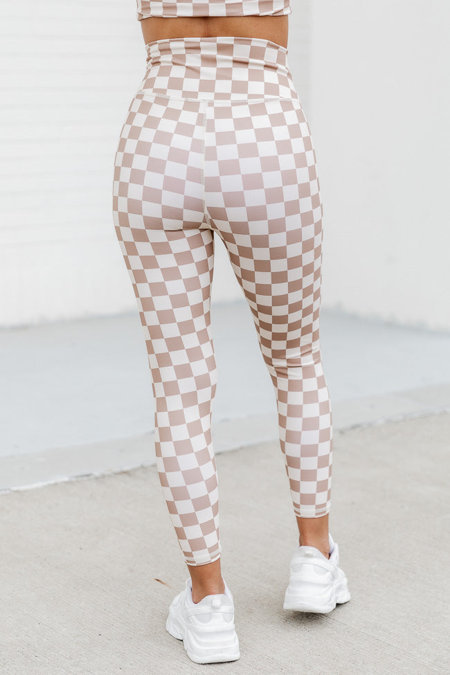 Doing This For Me Beige Checkered Legging – Pink Lily