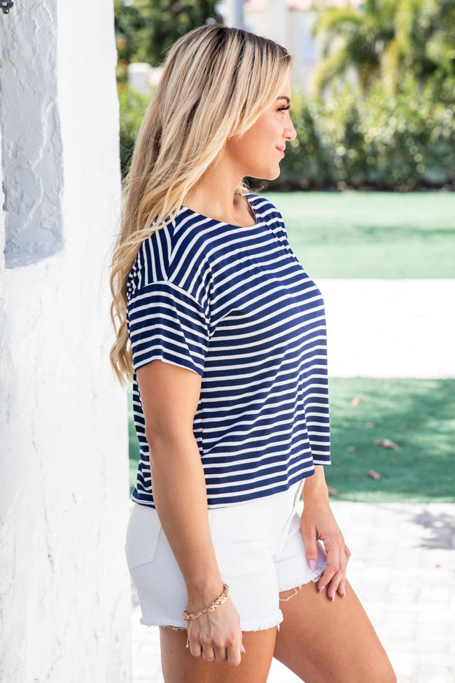 We're All Alright Navy and Ivory Striped Tee FINAL SALE