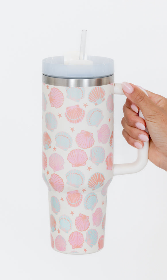 Sippin' Pretty In Shell Yeah 40 0z Drink Tumbler With Lid And Straw