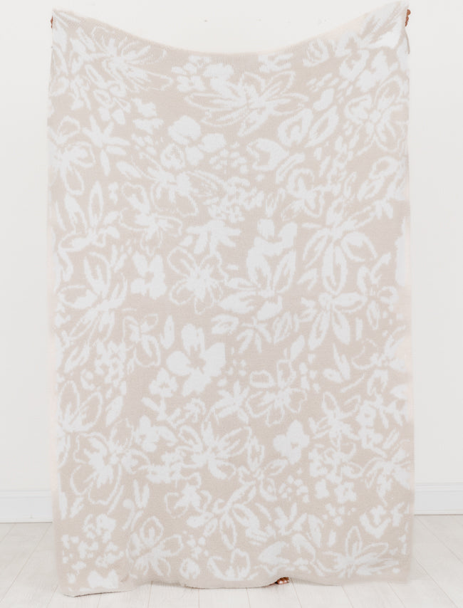 Make Me Believe Tan and Cream Floral Blanket