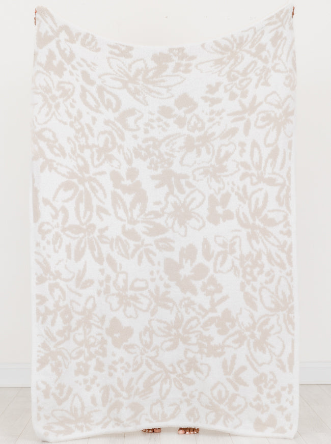 Make Me Believe Tan and Cream Floral Blanket