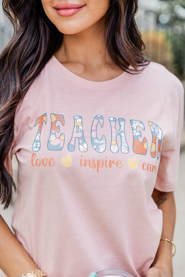 Teacher Love And Care Peach Graphic Tee