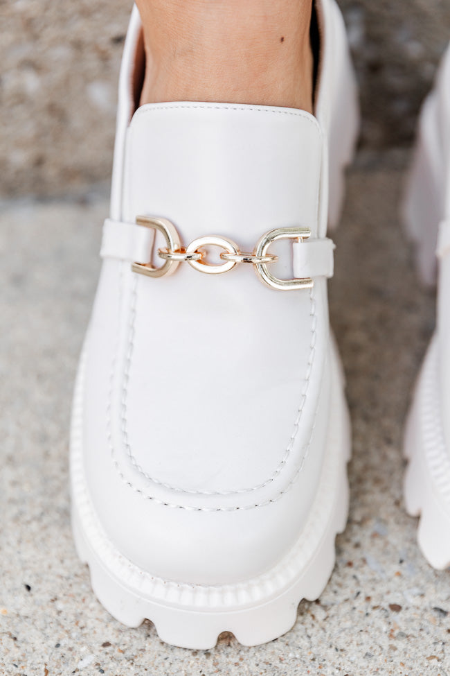 Stacey Cream With Gold Chain Loafer FINAL SALE