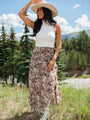 The Way Love Goes Brown Floral Ruffled Detail Midi Skirt