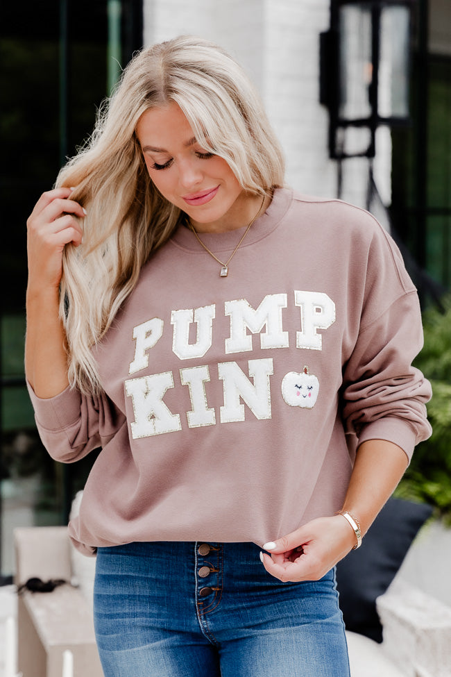 Pumpkin Chenille Patch Mocha Oversized Graphic Sweatshirt – Pink Lily