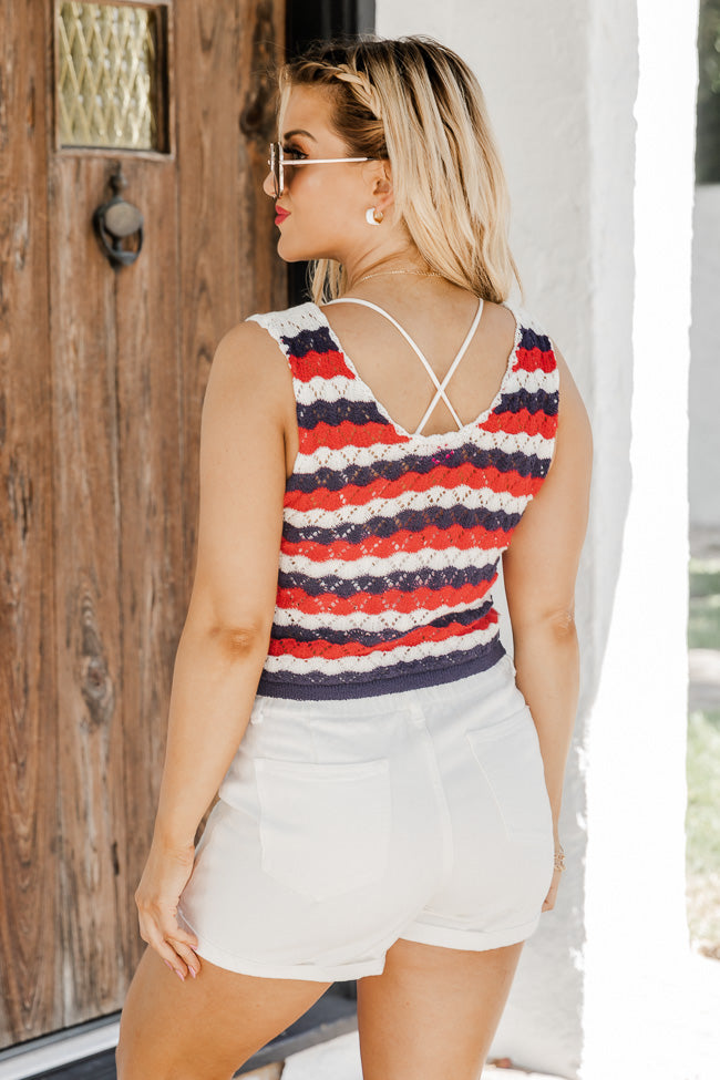 Where I Come From Red White And Blue Crochet Tank FINAL SALE