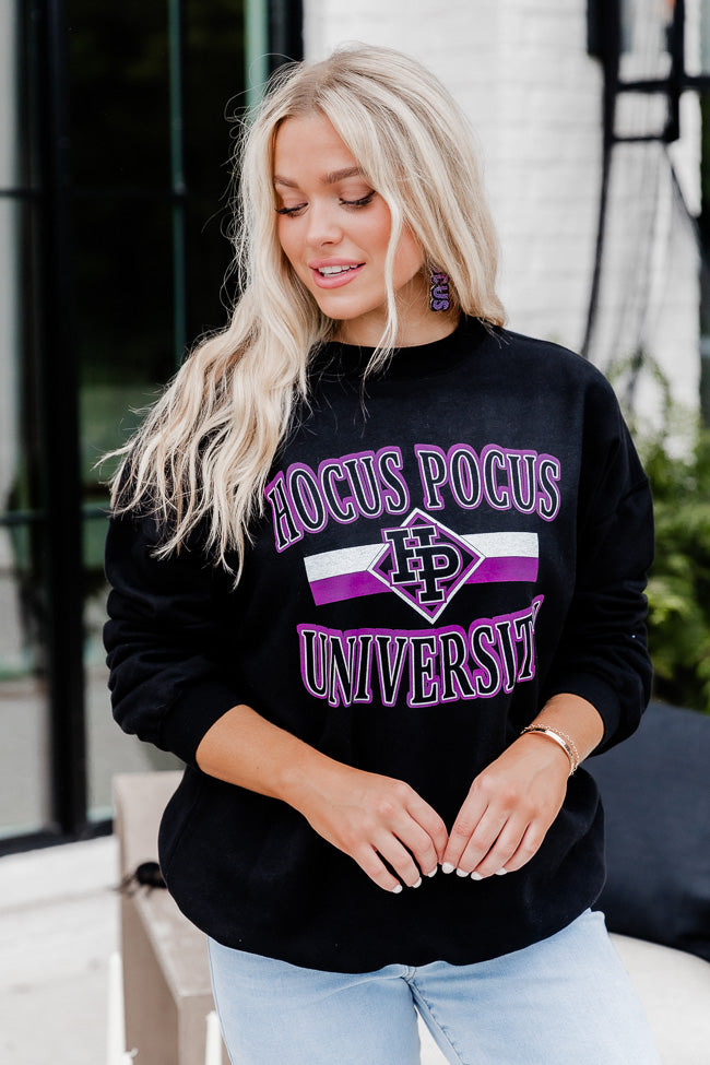 Hocus Pocus University Black oversized Graphic Sweatshirt – Pink Lily