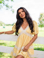 Savor This Feeling Mustard Lace Trim Mini Dress FINAL SALE