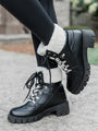 Lizzie Black Fur Detail Combat Boots FINAL SALE