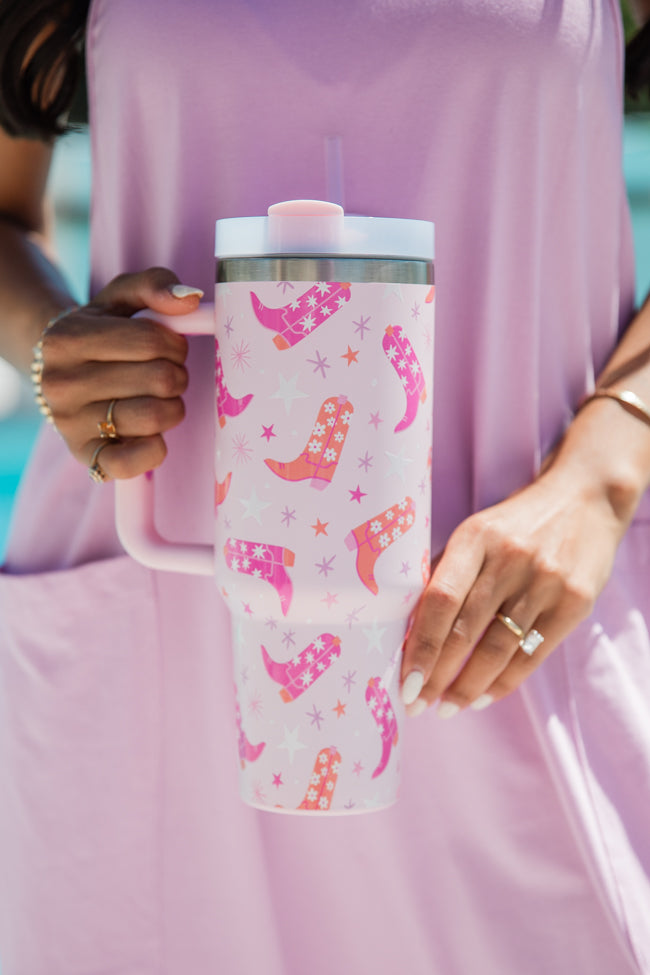 Sippin' Pretty Boots 40 0z Drink Tumbler With Lid And Straw
