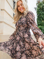 Found You Multi Floral Print Mock Neck Dress