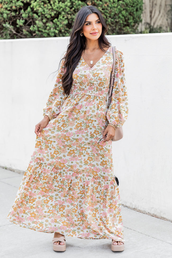 Gather Your Thoughts Multicolored Floral Smocked Waist Maxi Dress