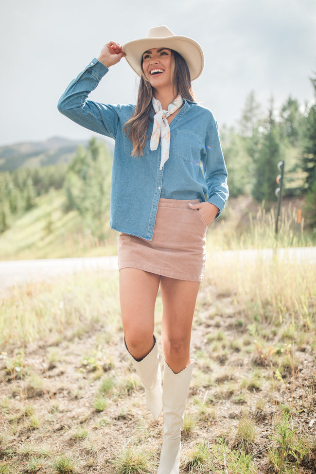 Inside Scoop Rust Washed Corduroy Skort