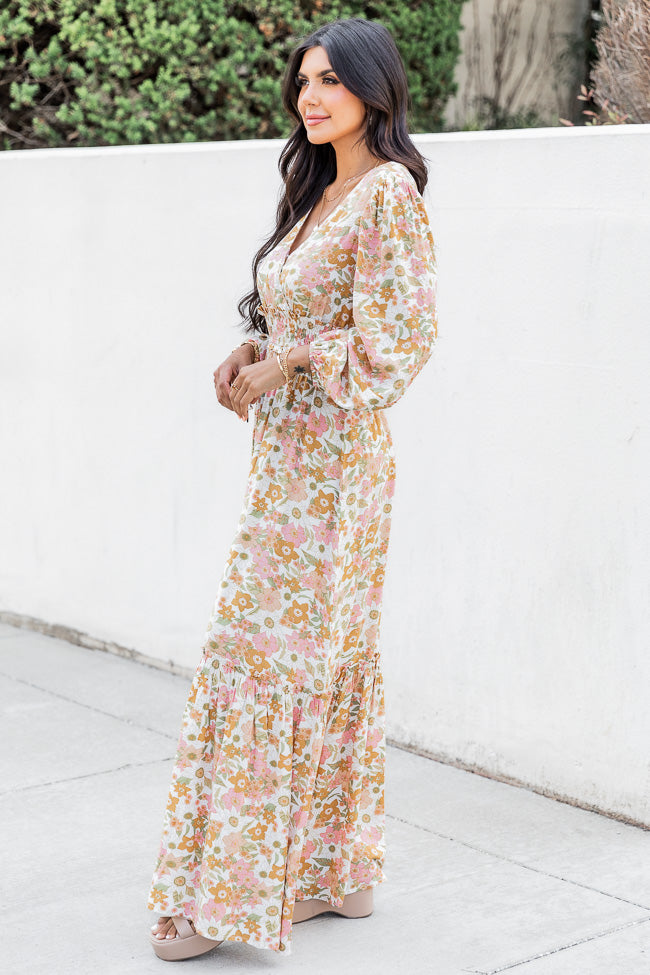 Gather Your Thoughts Multicolored Floral Smocked Waist Maxi Dress