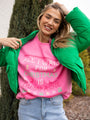 All I Want For Christmas Is Champagne Pink Oversized Graphic Sweatshirt