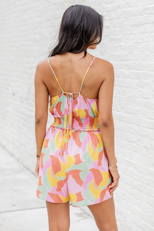 Time Slipped Away Multi Printed Abstract Tank Romper