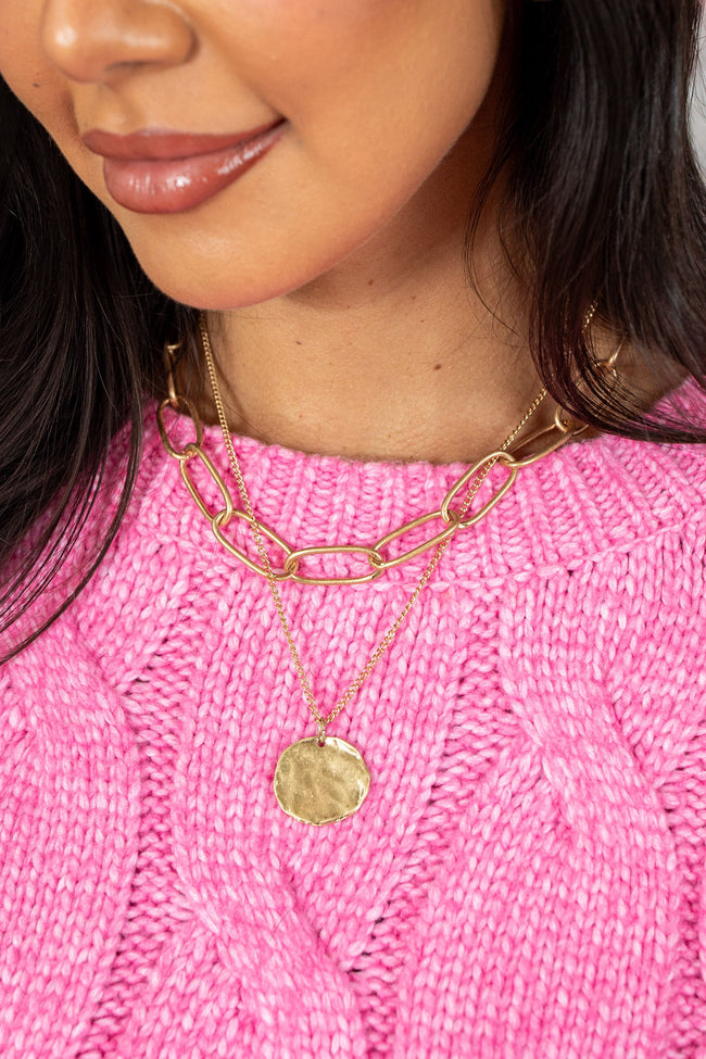 Gold Chain with Coin Layered Necklace