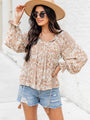 It Was Beautiful Brown Printed Notched Neck Blouse FINAL SALE