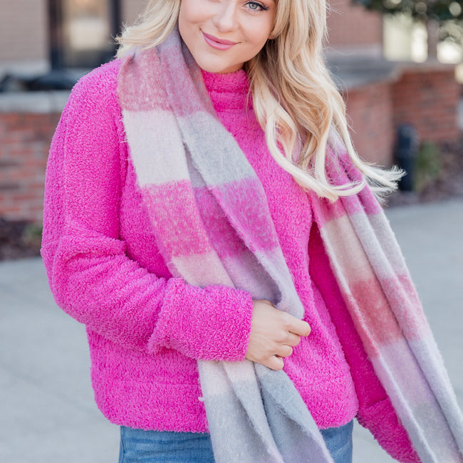 Timeless Tales Pink Fuzzy Mock Neck Sweater – Pink Lily