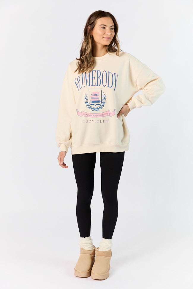 Homebody Club Sweet Cream Oversized Graphic Sweatshirt