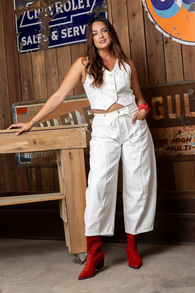 Eileen Bow Printed Denim Vest