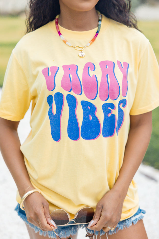 Vacay Vibes Yellow Oversized Graphic Tee