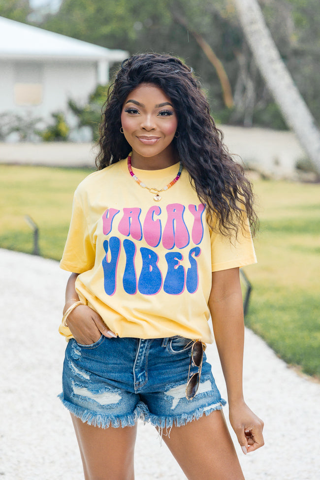 Vacay Vibes Yellow Oversized Graphic Tee