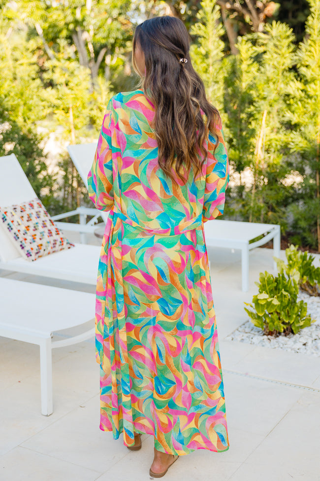 Eyes On Paradise in Kaleidoscope Dreams Belted Kimono Cover Up