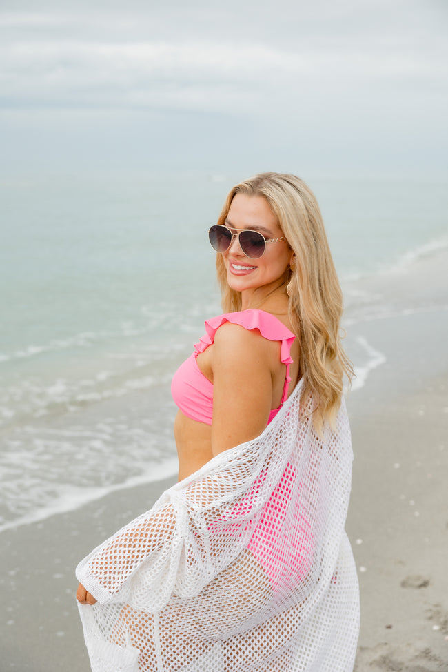 It's Your Choice Ivory Open Knit Cover Up