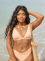 Tranquil Tides Cantaloupe Textured Triangle Bikini Top