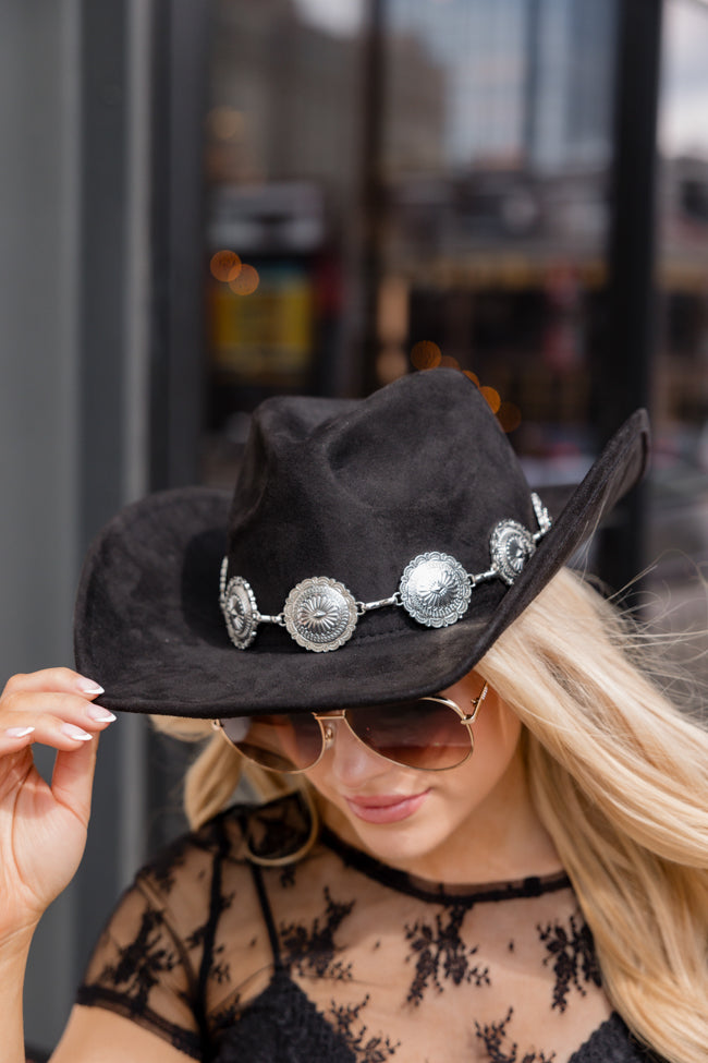 Silver Buckle Black Cowboy Hat