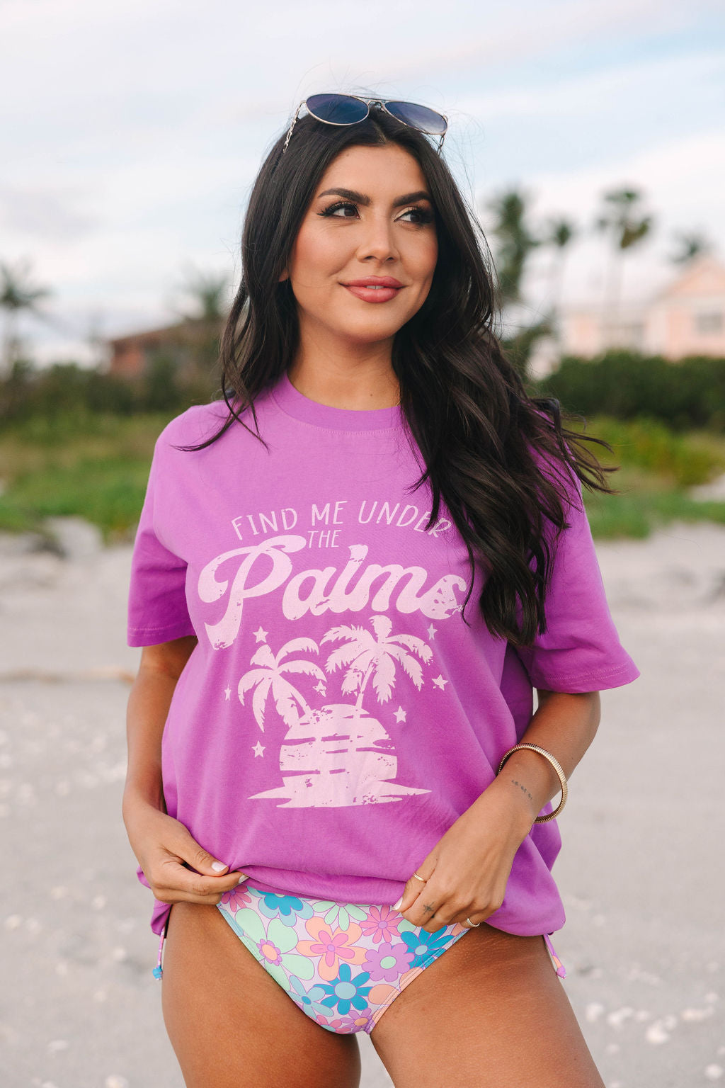 Pink and store purple graphic tee