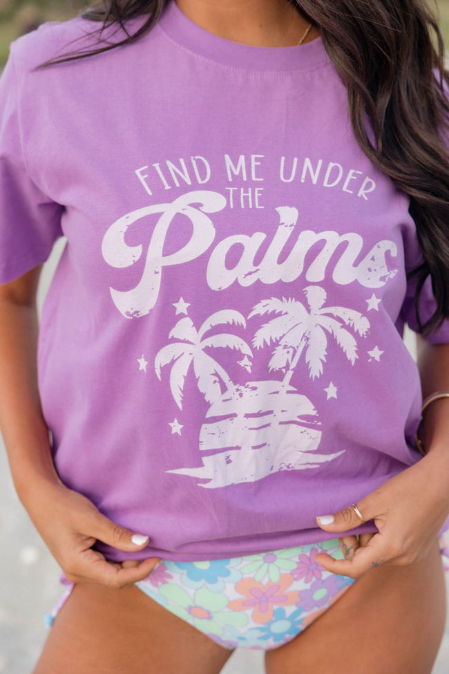 Find Me Under The Palms Purple Oversized Graphic Tee