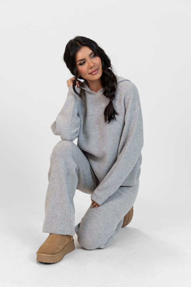 Cloud Chaser Grey Sweater Knit Hoodie