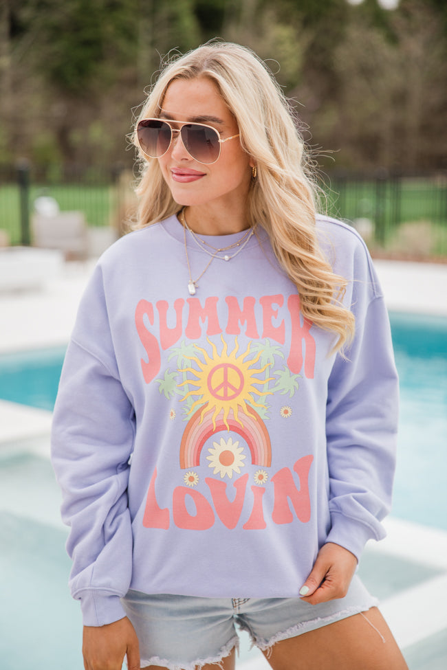 Summer Lovin Lilac Oversized Graphic Sweatshirt