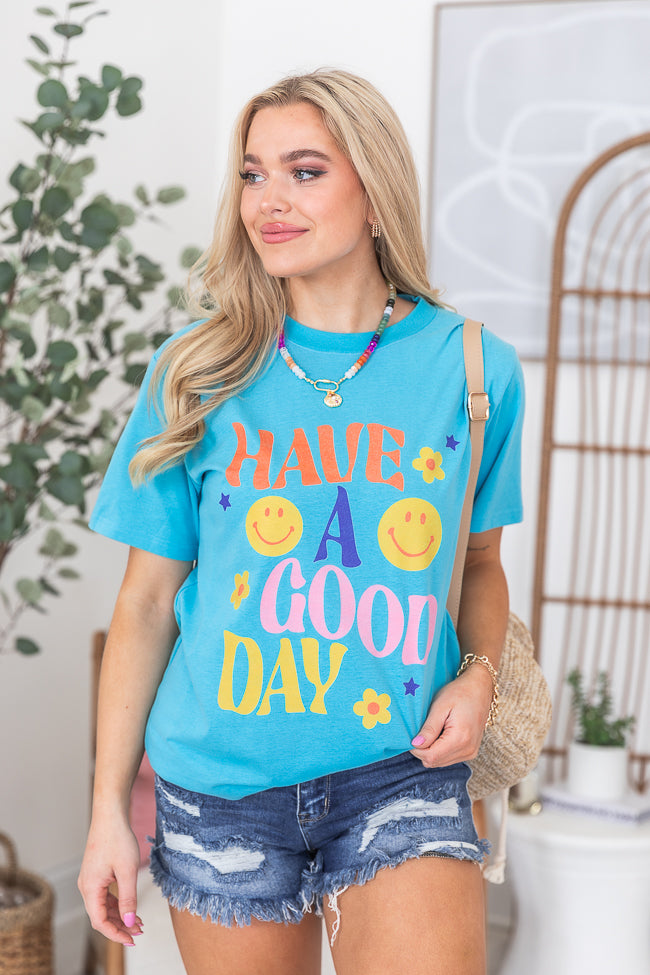 Have A Good Day Aqua Oversized Graphic Tee