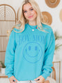 Boy Mom Aqua Blue Oversized Graphic Sweatshirt